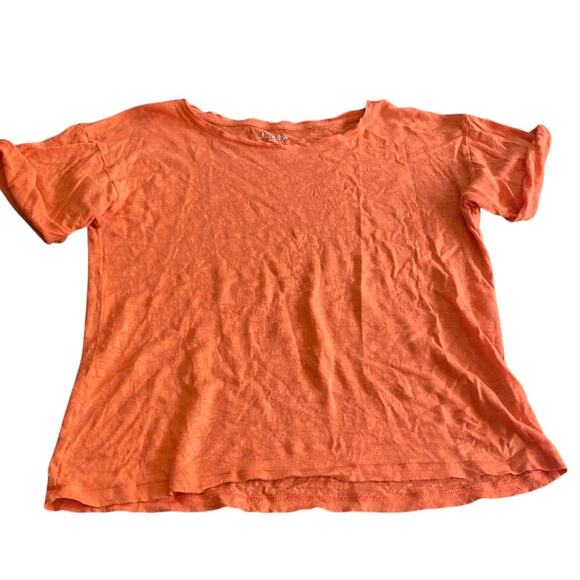 J. Crew Linen Roll Cuff Crewneck T-Shirt in Orange Size small - Picture 2 of 8